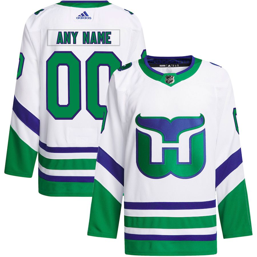 Men Carolina Hurricanes adidas White Whalers Primegreen Custom NHL Jersey